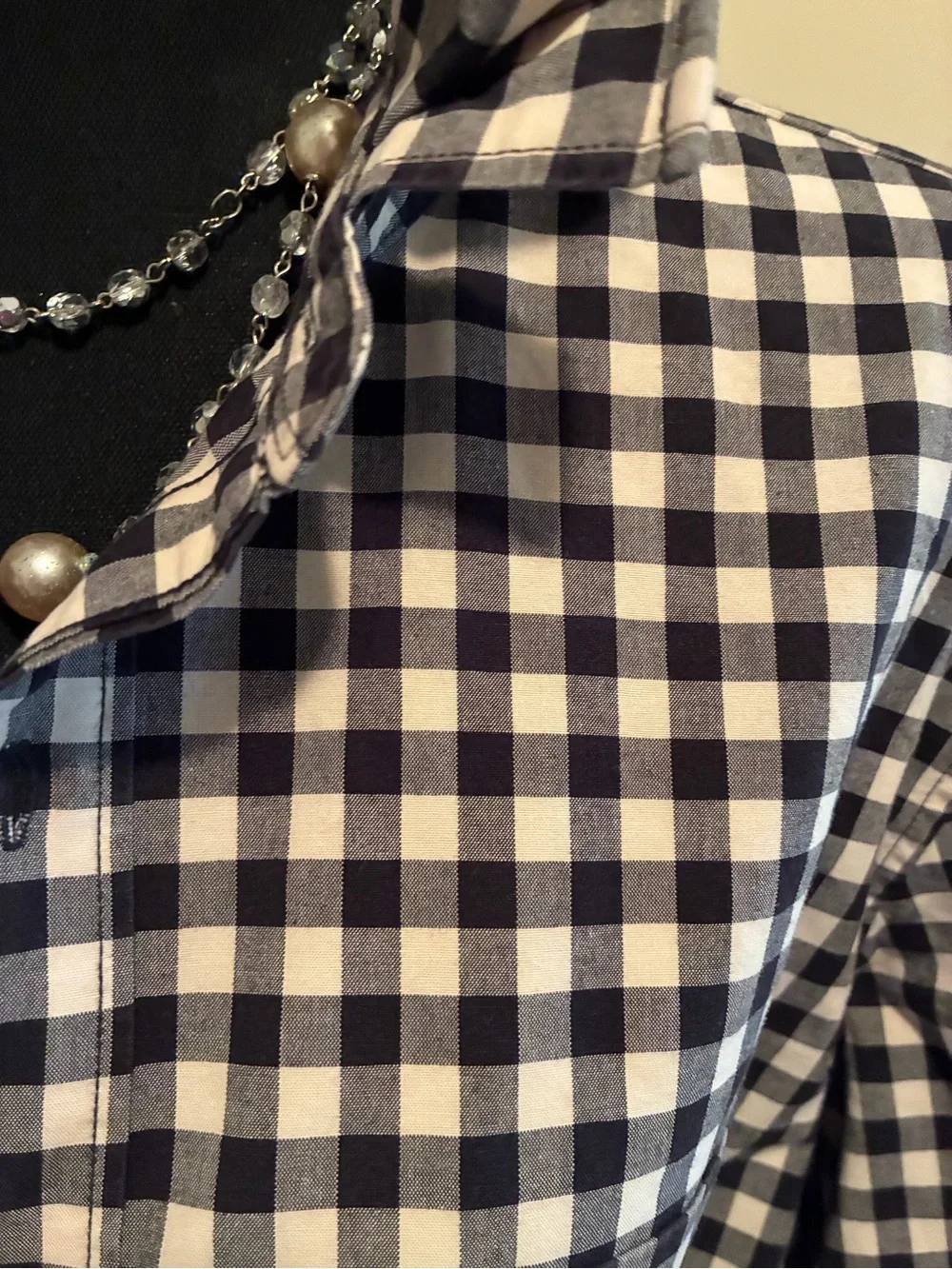 J. Crew Black and White Gingham Button-Down Shirt
